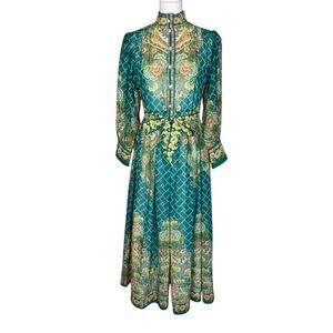 long sleeve skater dress outfit Morgan Puff Sleeve Skater Dress Green Animal – Girl In Mind